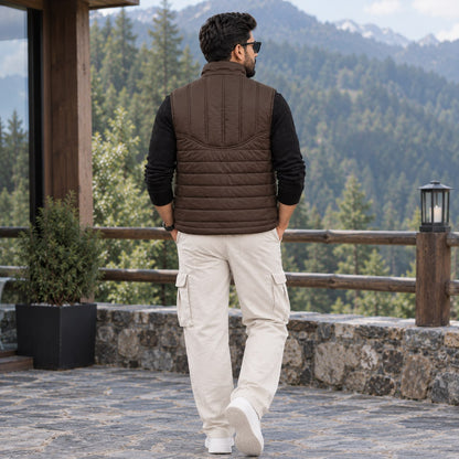 Trailcrest Men's Brown Sleeveless Puffer Jacket