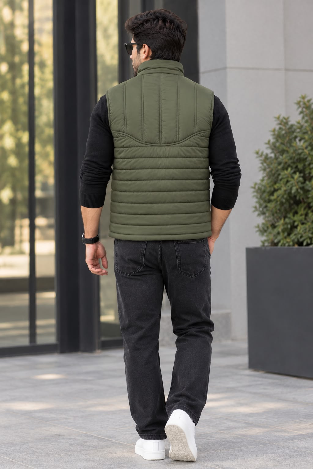 Men’s Alpine Quilted Jacket – Olive Sleeveless