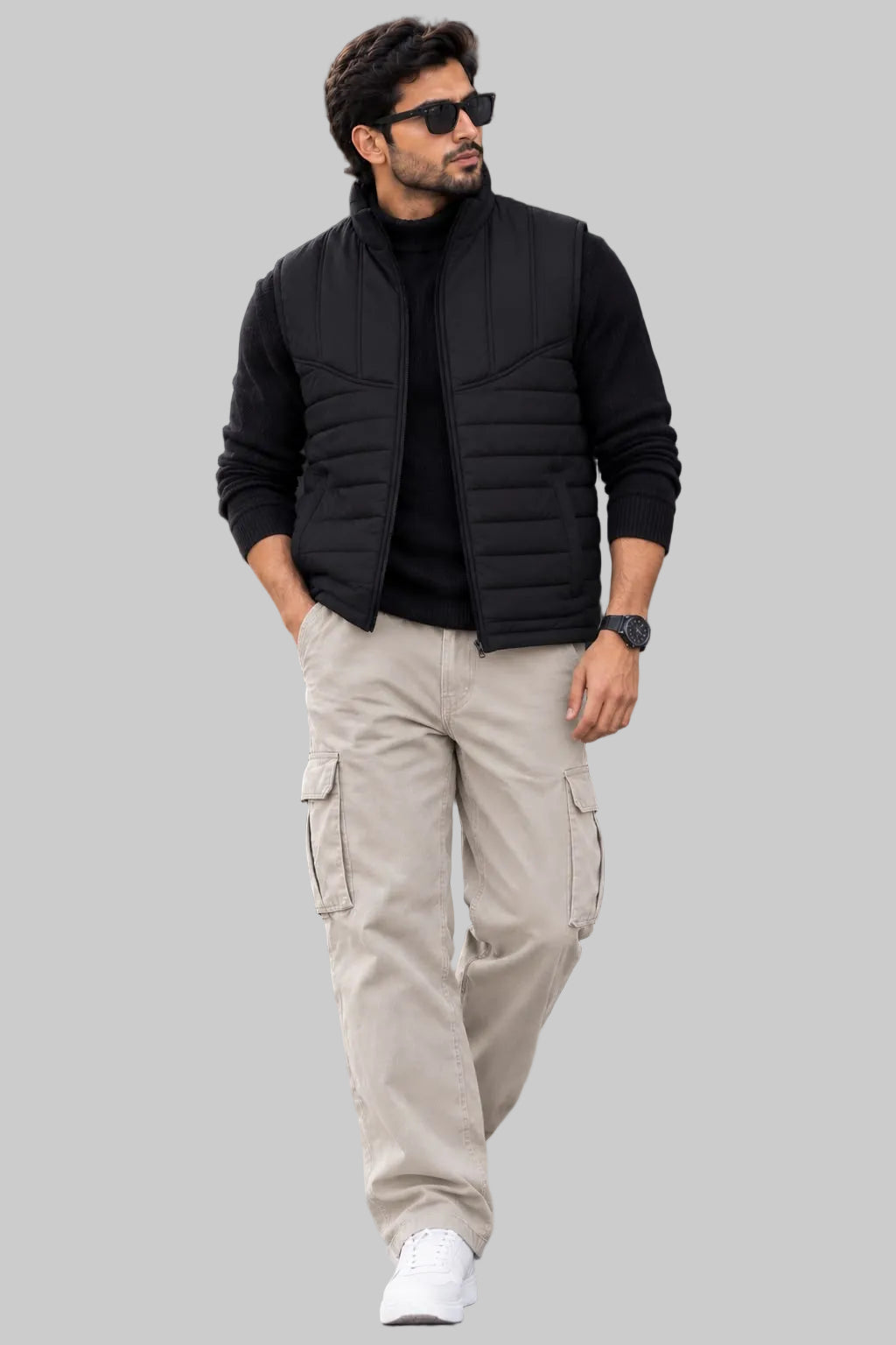 Onyx Ridge Men's Black Sleeveless Puffer Jacket