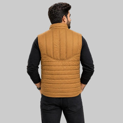 Men's Mustard Sleeveless Quilted Winter Jacket