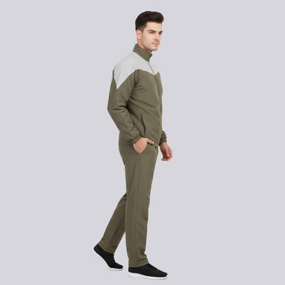 Olive Grey Cut Mens Tracksuit