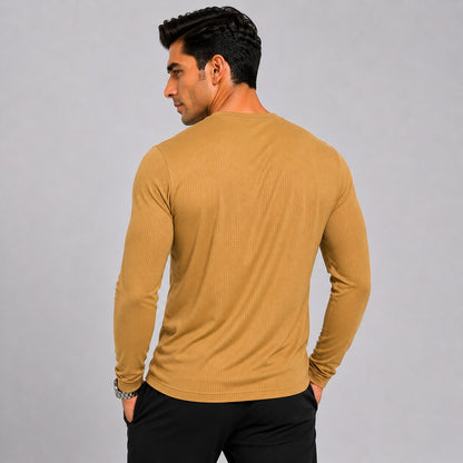 Mustard Men's Full Sleeve Dry Fit T-Shirt.