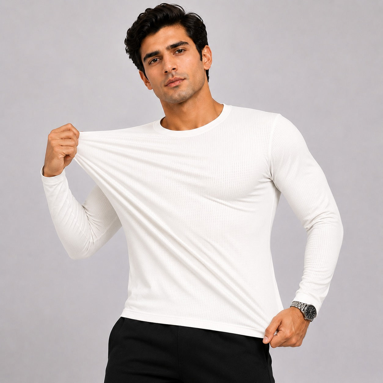 Off White Men's Full Sleeve Dry Fit T-Shirt
