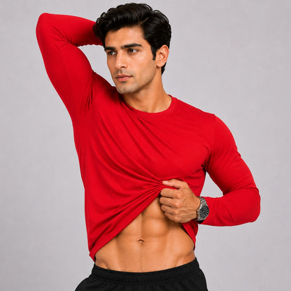Red Men's Full Sleeve Dry Fit T-Shirt