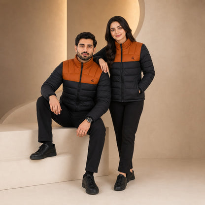 Men’s Puffer Jacket – Rust & Black