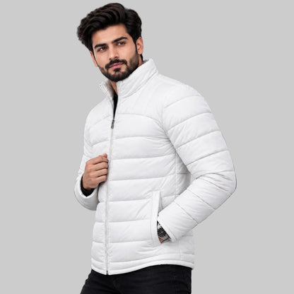 Men’s Premium Pure White Stitch-Detail Jacket