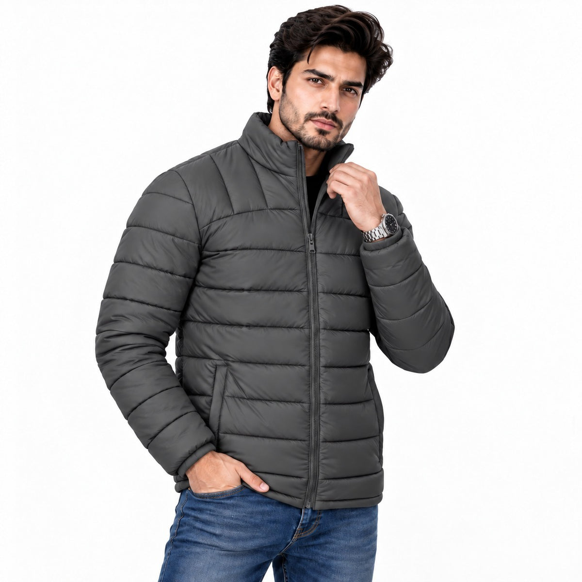 Duskline Men’s Dark Grey Puffer Jacket