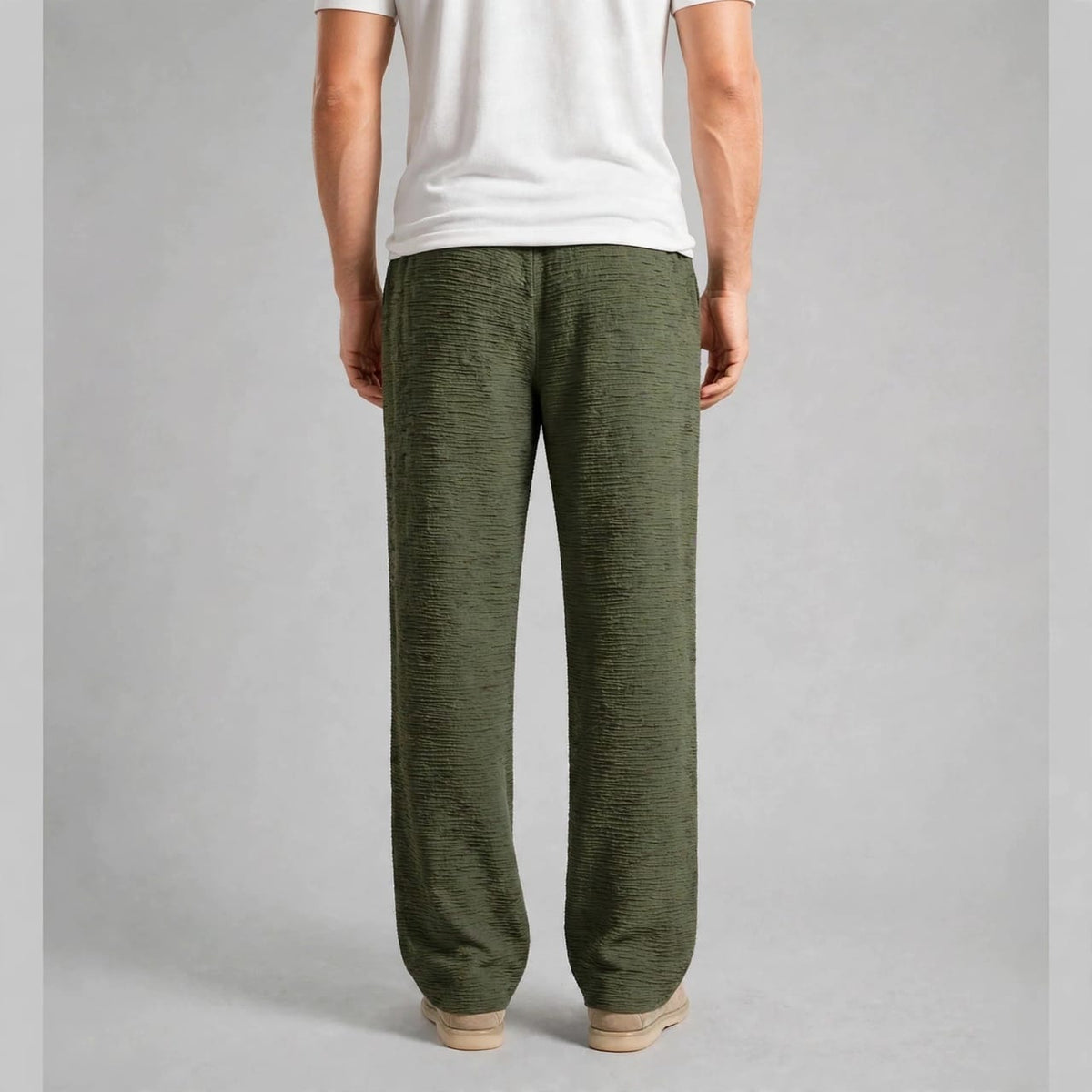 Men’s Olive Green Crushed Trousers
