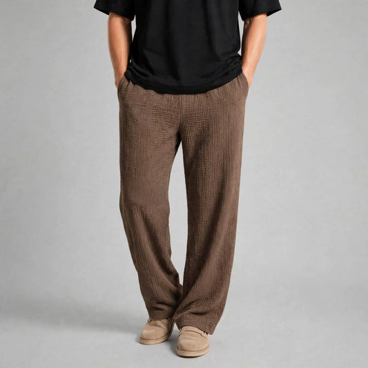 Crushed Brown Wide-Leg Trousers