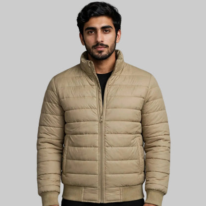 Men’s Beige Quilted Puffer Jacket