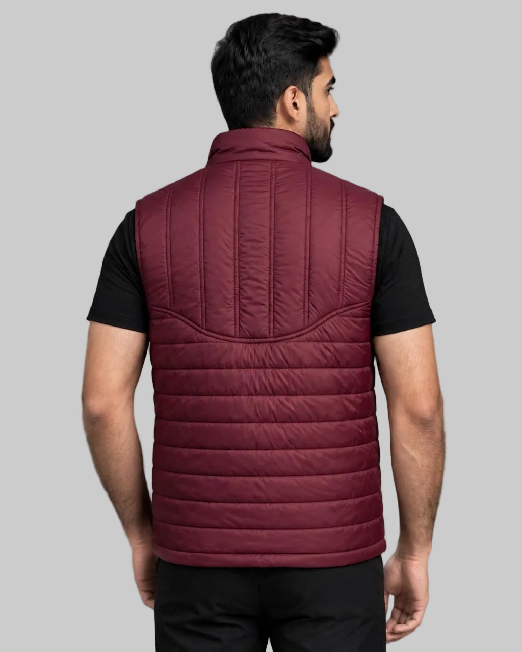Men’s Maroon Sleeveless Puffer Jacket