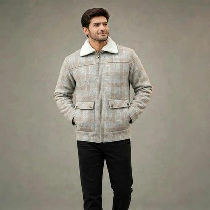 Men’s Alpine Check Wool Winter Jacket – Plush Lined