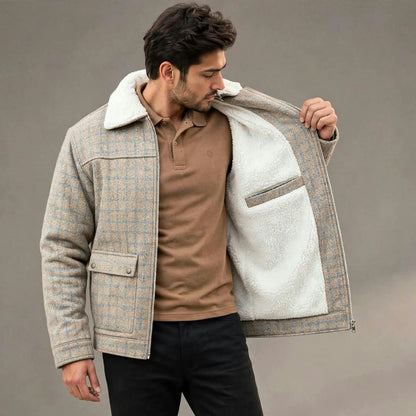 Men’s Alpine Check Wool Winter Jacket – Plush Lined