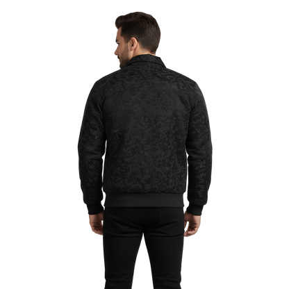 Camo Bomber Jacket with Shirt Collar