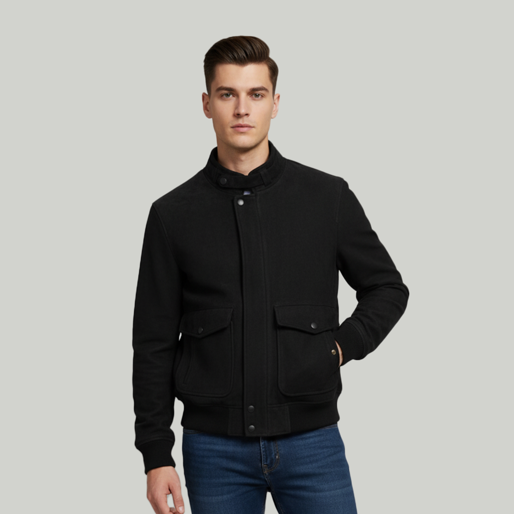 Men's warm wool jacket black