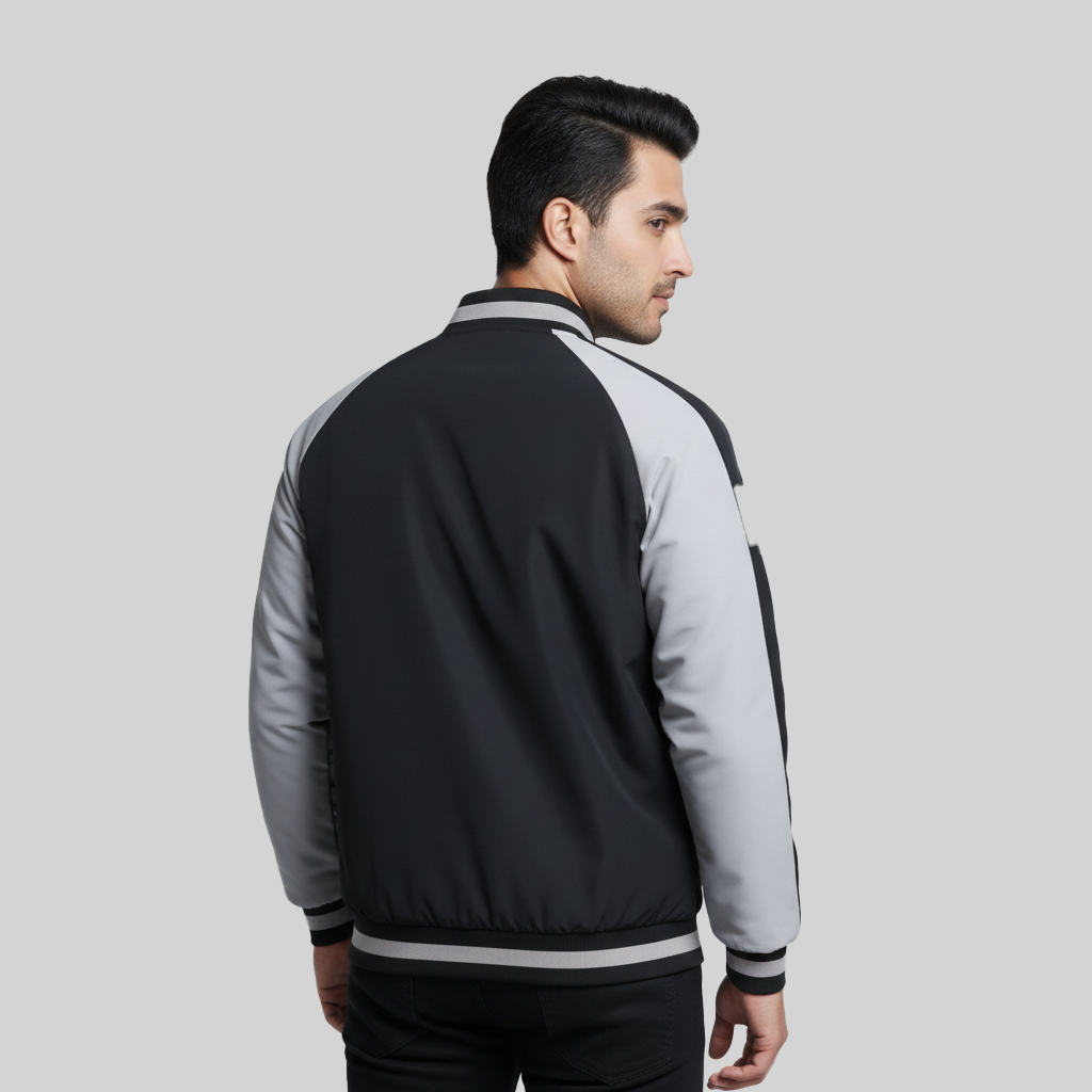 Men’s Grey & Black Bomber Jacket