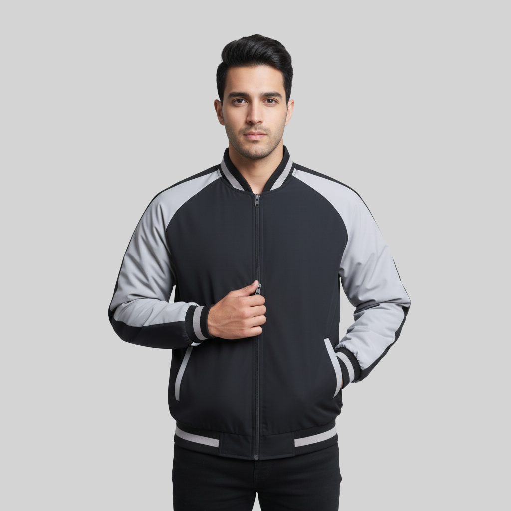 Men’s Grey & Black Bomber Jacket