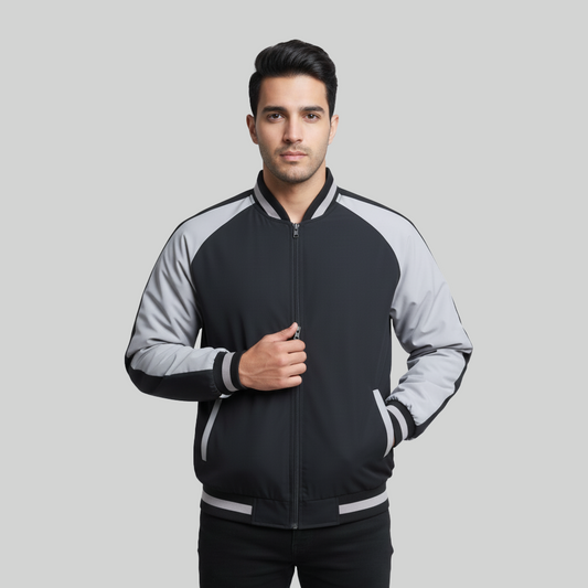 Men’s Grey & Black Bomber Jacket