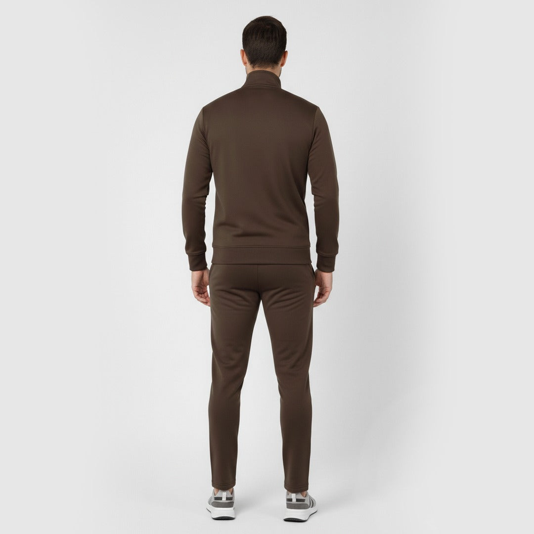 Premium chocolate brown slim-fit tracksuit