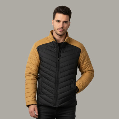 Men Mustard and Black Puffer Jacket Parachute Winter Upper Khambra Sports