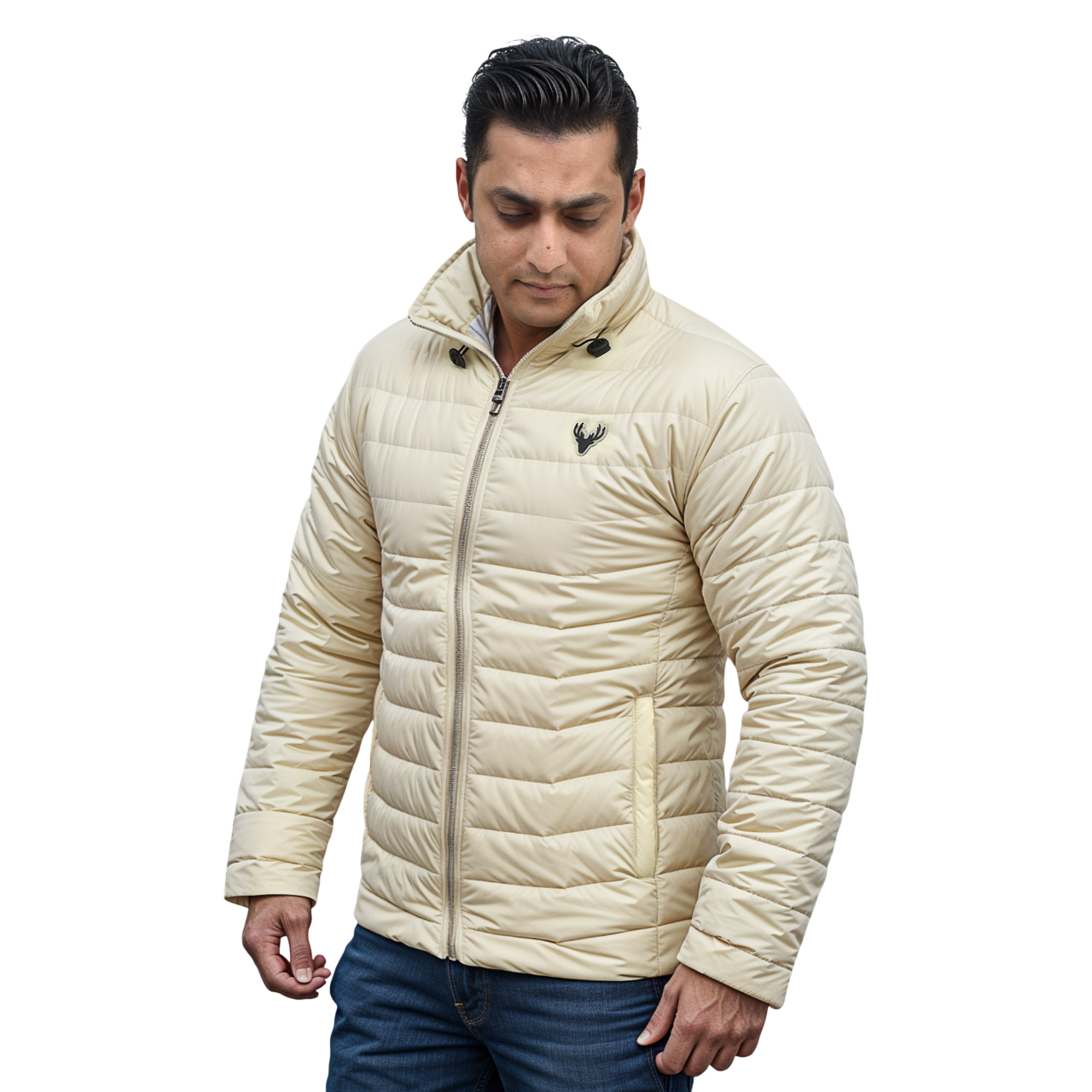 Premium cream puffer jacket for men