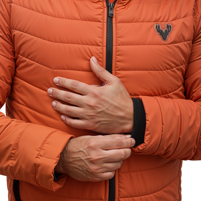 rust orange lightweight puffer jacket