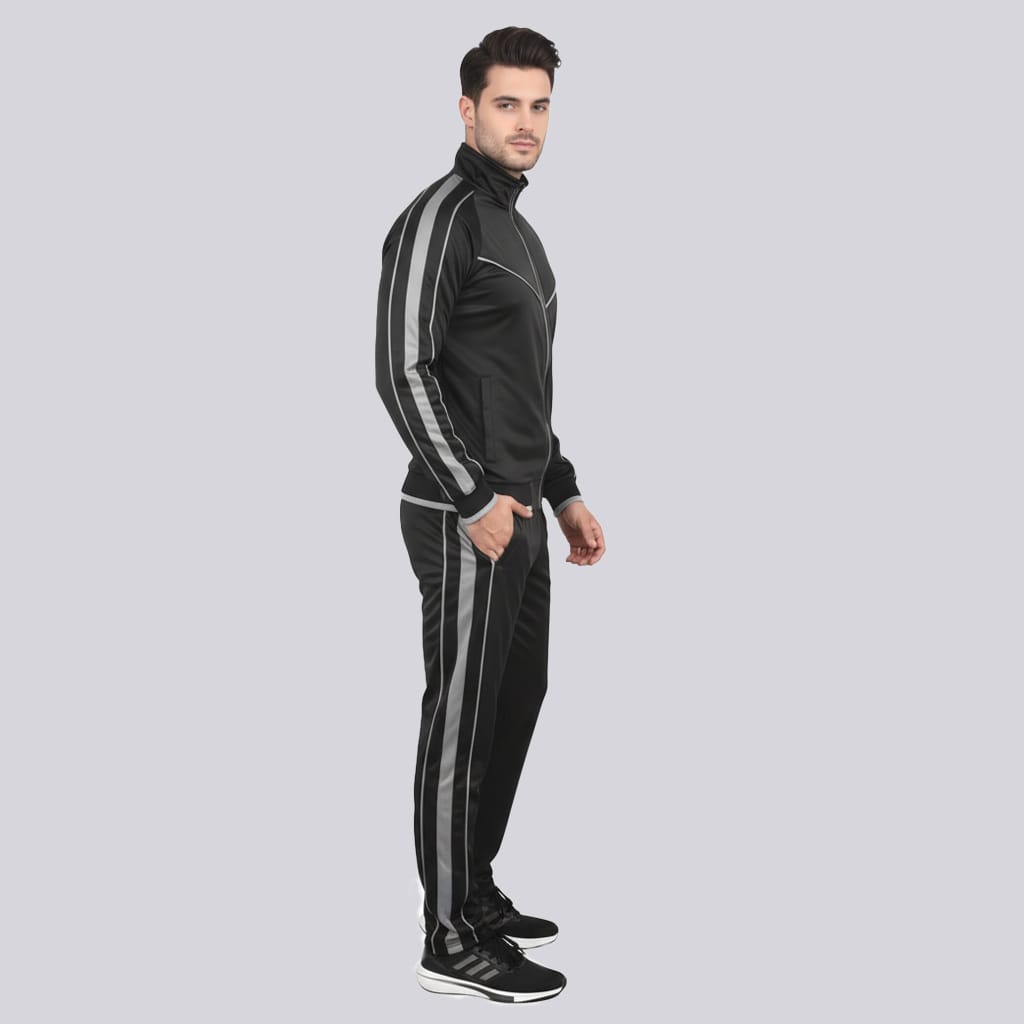 black 100% polyester tracksuit for men