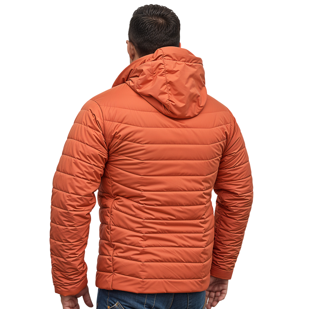 rust orange puffer jacket