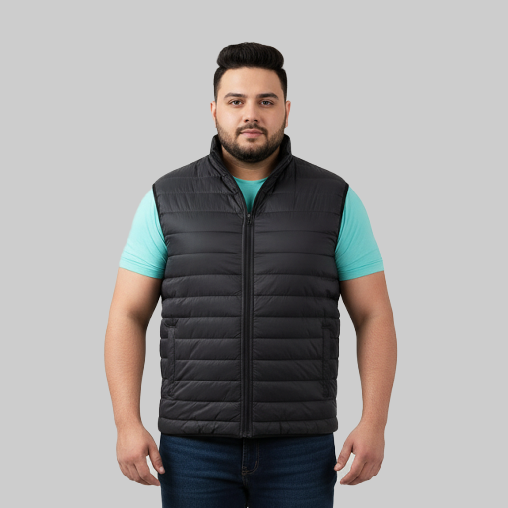 Men's Black Puffer Gilet Jacket