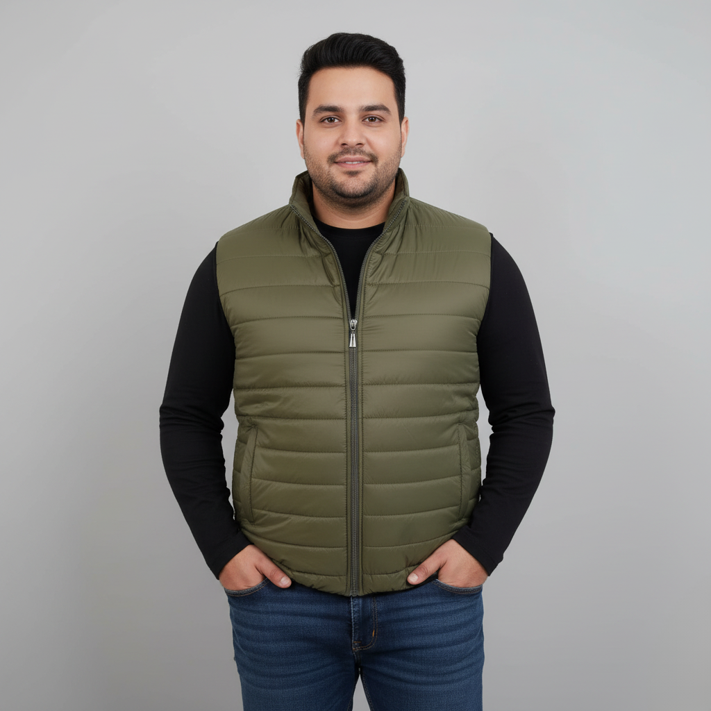 Men's olive green Puffer Gilet Jacket