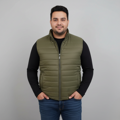Men's olive green Puffer Gilet Jacket
