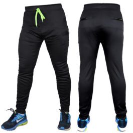 Black Running & Gym Dry Fit 100% Polyester Narrow Sports Pant Mens Training Trouser