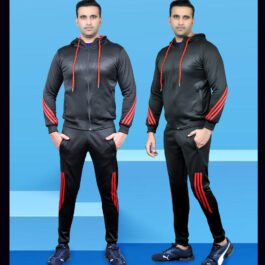 Khambra Sports Black High Quality 100% Polyester Fleece Fabric Sports & Activewear Training Tracksuit