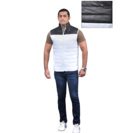 Khambra Sports  White/Black Lightweight Water-Resistant Sleeveless Packable Mens Puffer Jacket