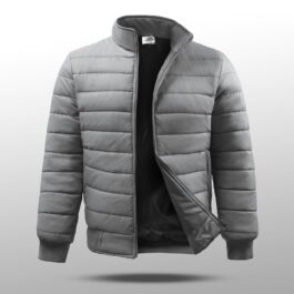 Mens Puffer Jacket Waterproof Fabric In Grey Colour