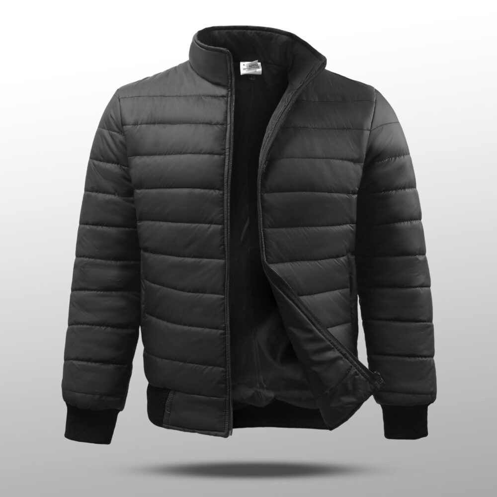 Mens Puffer Jacket Waterproof Fabric In Black Colour