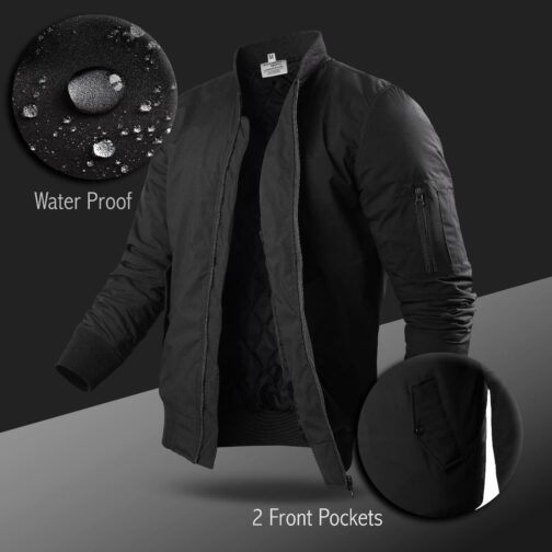 Enjoybuy Mens Bomber Jacket Casual Zip Up Lightweight Varsity Slim Fit Windbreaker Softshell Spring Sportswear Jackets Coat