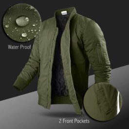 Buy Mens Bomber Jacket -Olive Green Varsity Slim Fit Windbreaker Softshell Spring Sportswear Jackets Coat